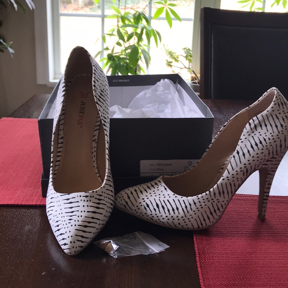 Black and White striped heels